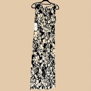 Calvin Klein NWT Black Cream Floral Maxi Dress Size 10 $134 Retail